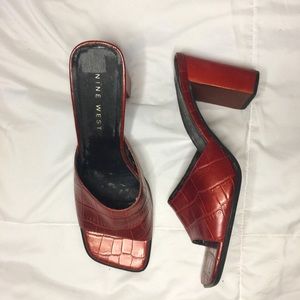 NINE WEST 8M Red Leather Heels